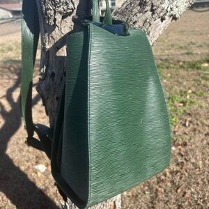 Green Textured Backpack Purse